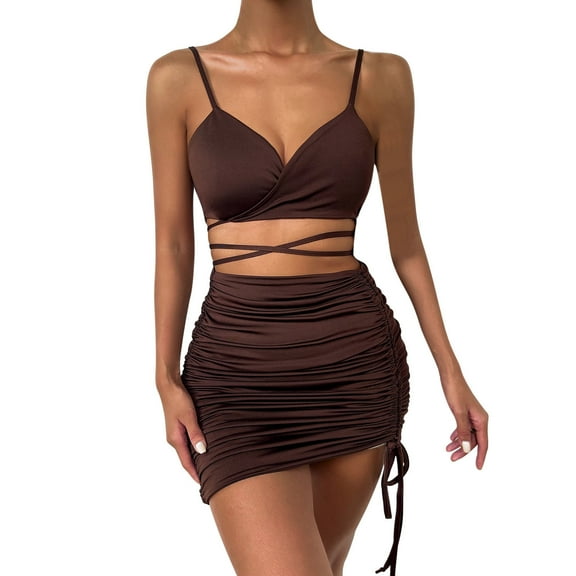 Ruimatai Women's Sexy V Neck Hollow Out Bodycon Dress Sleeveless Tight Fitting Club Party Mini Dress Solid Color Summer Casual Stretchy Stunning Attractive