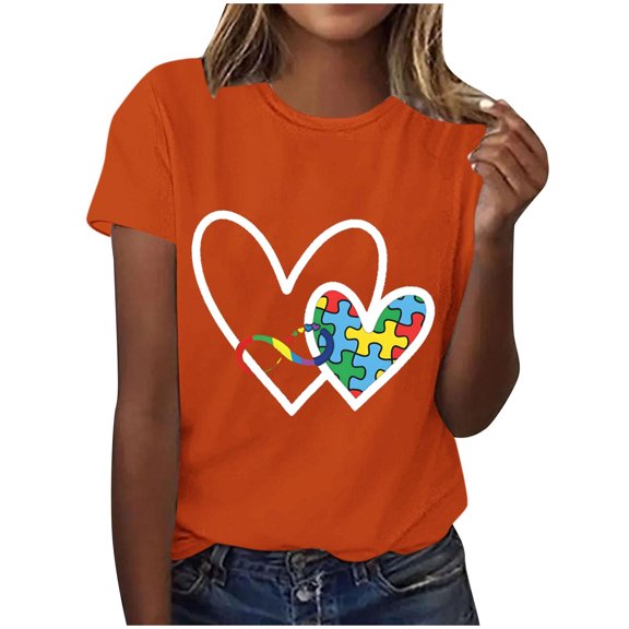 Ruimatai Women's Short Sleeve Pullover Casual Printed T-Shirt Summer Spring Top Comfortable Lightweight Breathable Fashion Blouse