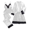thumbnail image 1 of Ruimatai Women's Sleepwear Set Satin Pajamas Five-Piece Loungewear with Robe Regular Length for Home Comfort and Elegant Style, 1 of 5