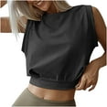 thumbnail image 1 of Ruimatai Women's Sleeveless Blouse Casual Loose Crop Top Solid Round Neck Sexy Vest Summer T-Shirt, 1 of 8