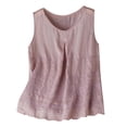 thumbnail image 1 of Ruimatai Women's Sleeveless Cotton Linen Tank Top with Embroidery, Slim Fit Round Neck Summer Blouse for Casual Wear, 1 of 6