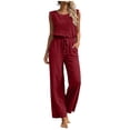 thumbnail image 1 of Ruimatai Women's Sleeveless Lace Jumpsuit Drawstring Waist Pocketed Wide Leg One Piece Outfit for Casual Daily and Vacation Wear, 1 of 7