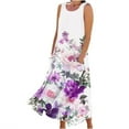 thumbnail image 1 of Ruimatai Women's Sleeveless Linen Dress Casual Summer Long Printed Round Neck Loose Flowy Beach Vacation Party Maxi Dress, 1 of 5
