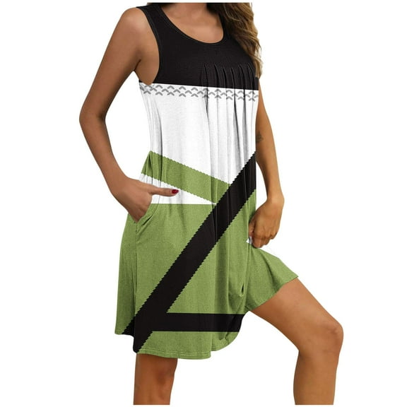 Ruimatai Women's Sleeveless Sleep Dress Nightshirt with Pockets, Floral Print Pleated Front Nightgown, Soft Cotton Comfortable Sleepwear for Home Vacation Party