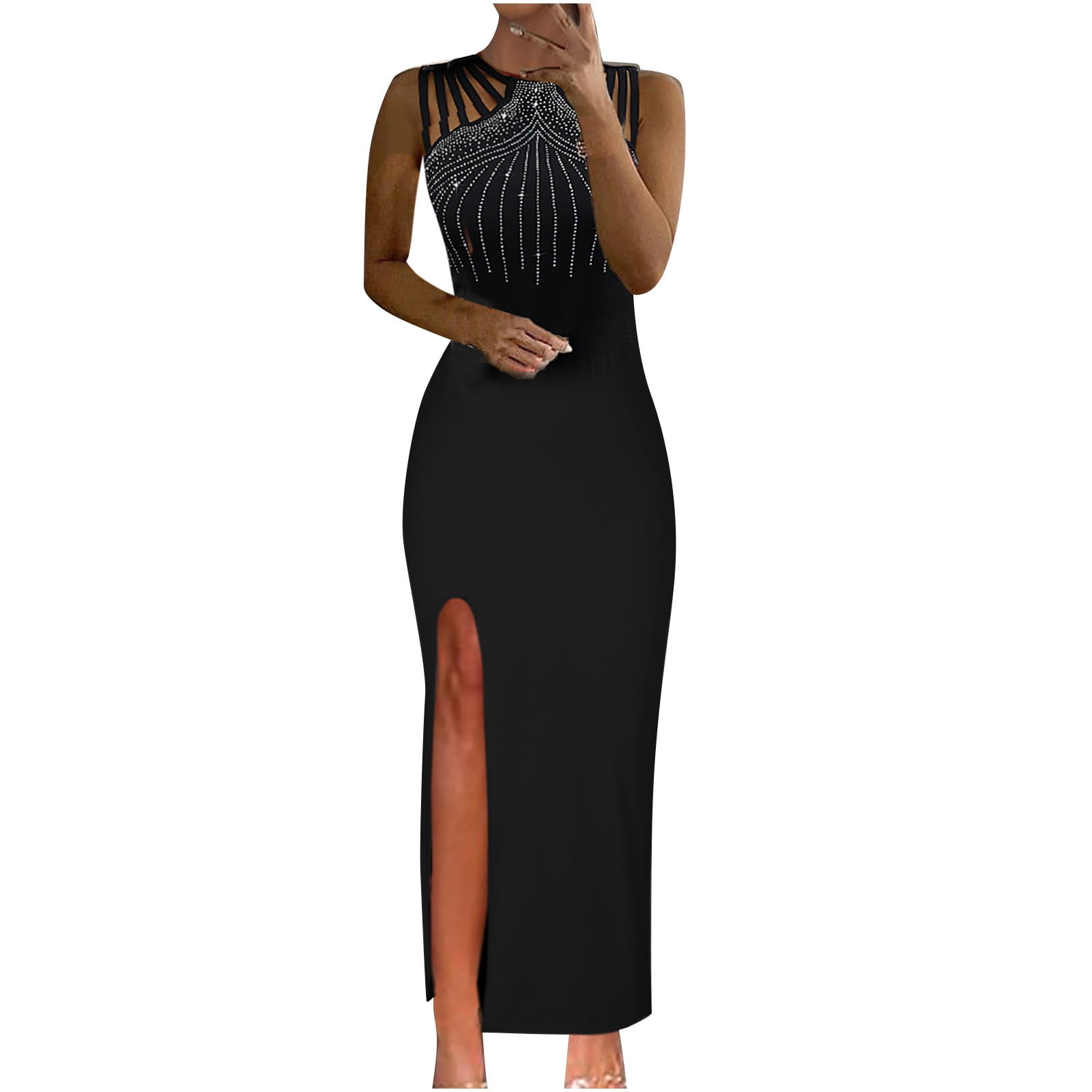 long grey knitted dress Mattie Long Sleeve Maxi Dress - Blue Grey main image 1