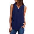 thumbnail image 1 of Ruimatai Women's Sleeveless Zip Tunic Blouse Summer Casual V-Neck Rollable Tank Top Lightweight Comfortable Stretchy T-Shirt, 1 of 7