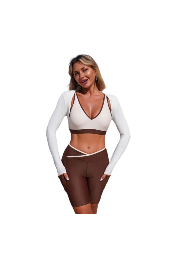 Women's Solid Color Bikini Set High Waisted Swimwear Two Piece Tankini Cover Up