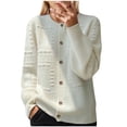 thumbnail image 1 of Ruimatai Women's Solid Color Knitted Cardigan Sweater Long Sleeve Button Front Open Front Casual Soft Comfortable Fall Winter Tops, 1 of 6