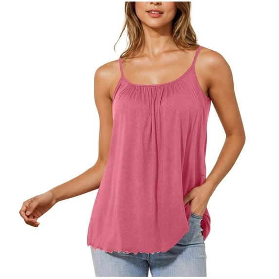 Ruimatai Women's Solid Color V-Neck Loose Camisole Top Soft Polyester Sleeveless Blouse Casual Pajama Shirt for Daily Wear