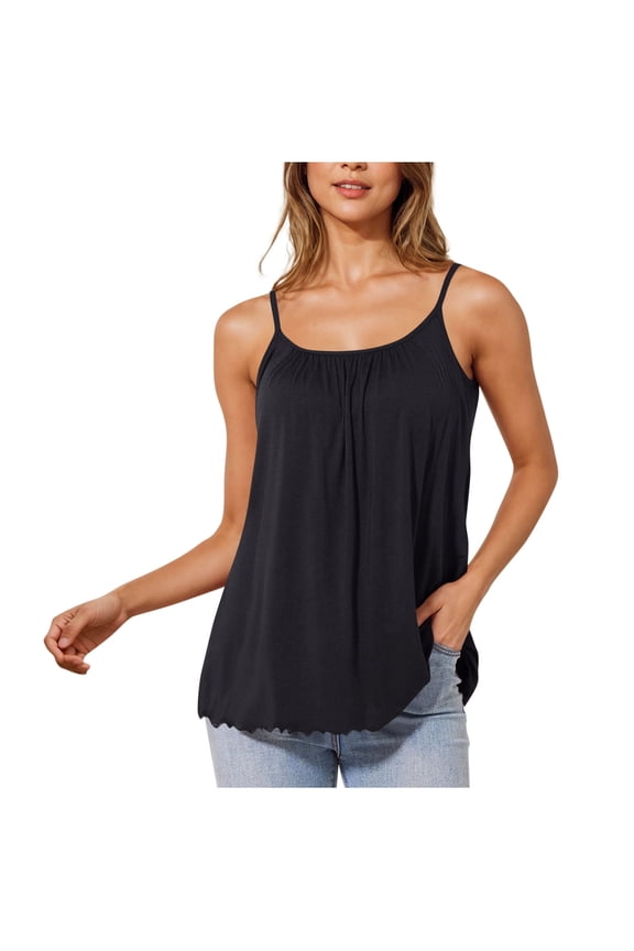 Women's Solid Color V-Neck Loose Camisole Top Soft Polyester Sleeveless Blouse Casual Pajama Shirt for Daily Wear