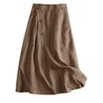 thumbnail image 1 of Ruimatai Women's Summer Casual A-Line Skirt Cotton Linen Elastic Waist Flowy Midi Skirt with Pockets Comfortable Stylish Solid Color, 1 of 6