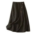thumbnail image 1 of Ruimatai Women's Summer Casual A-Line Skirt Cotton Linen Elastic Waist Flowy Midi Skirt with Pockets Comfortable Stylish Solid Color, 1 of 6