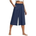 thumbnail image 1 of Ruimatai Women's Summer Casual Shorts with Pockets Elastic Waist Soft Polyester Lounge Drawstring Loose Fit Comfortable Vacation, 1 of 8