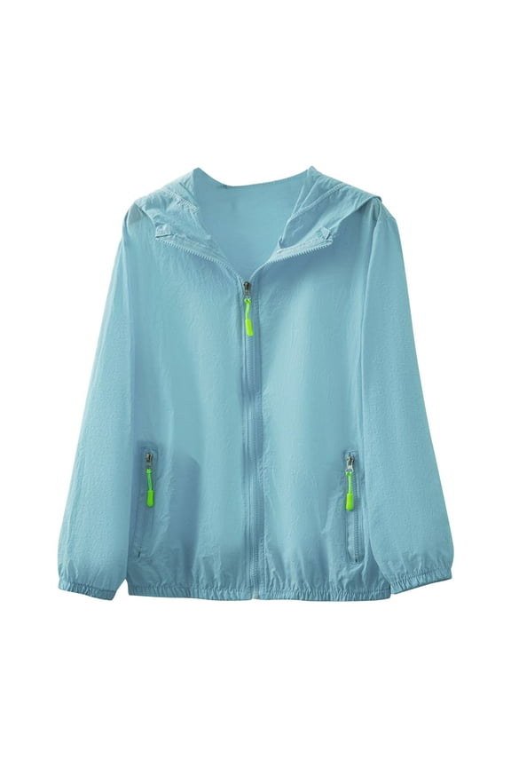 Women's Summer Hooded Jacket Lightweight Breathable UPF Sun Protection Long Sleeve Zippered Pockets Outdoor Casual Coat for Hiking Cycling Travel