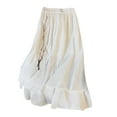 thumbnail image 1 of Ruimatai Women's Summer Loose Elastic Waist Skirt Flowy Embroidery Midi Skirt Double Layer Cotton Linen Casual Boho Beach Skirt, 1 of 9