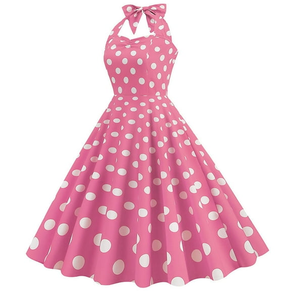 Ruimatai Women's Summer Sleeveless Halter Dress Sexy V-Neck Polka Dot Mini Dress Casual Retro Beach Party Wear Lightweight Comfortable