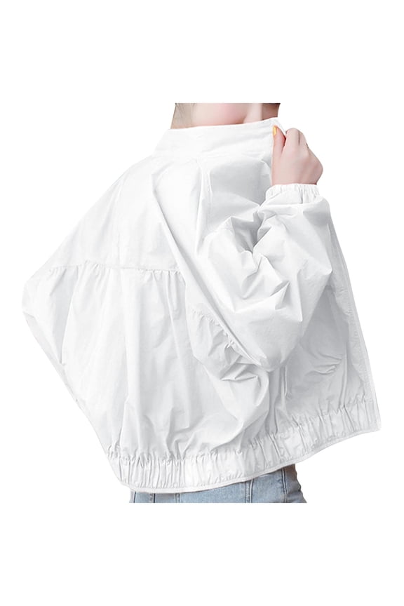 Women's Sunscreen Long Sleeve Jacket UPF 50+ Lightweight Nylon Casual Outdoor Zipper Pocket Fashion Tops M-5XL