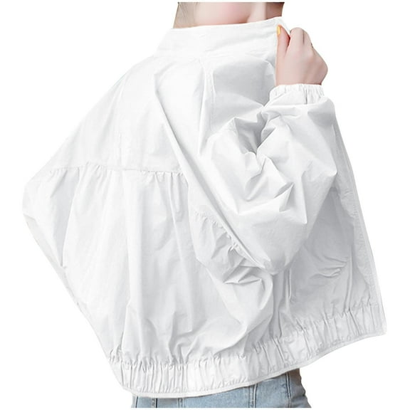 Ruimatai Women's Sunscreen Jacket Long Sleeve UPF Sun Protection Lightweight Casual Outdoor Zipper Pocket Solid Color Tops