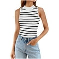 thumbnail image 1 of Ruimatai Women's Tank Tops Sleeveless Striped Summer Shirts High Neck Casual Tops Breathable Comfortable Stretchy Fit for Women, 1 of 5