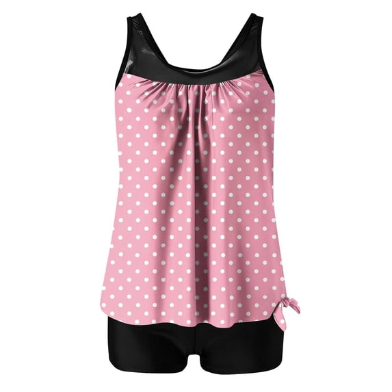Ruimatai Women's Tankini Swimsuit High Waisted Two Piece with Removable Bra, Vintage Printed Modest Bathing Suit for Beach and Pool