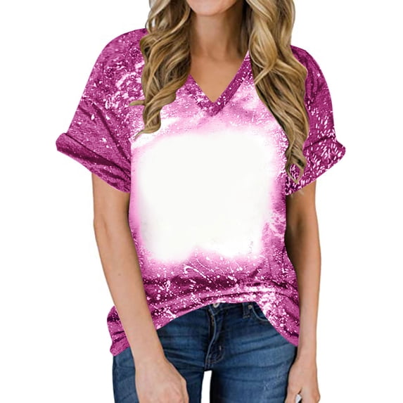 Ruimatai Women's Tops Casual Loose V Neck T-Shirt Tie-Dye Print Blouse Trendy Comfortable Fashion Tee