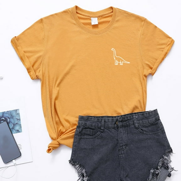 Ruimatai Women's Tops Summer Women New Cute Dinosaur Graphic T-Shirts Teen Girls Funny Tees Top