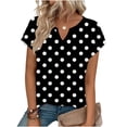 thumbnail image 1 of Ruimatai Women's Tops V-Neck Short Sleeve Blouse Polka Dot Print Casual Soft Breathable Summer Top, 1 of 6