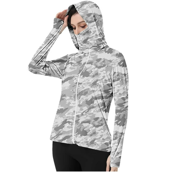 Ruimatai Women's UPF 50  Hooded Sun Protection Jacket Long Sleeve Thumb Hole Casual Lightweight Outdoor Sports Cover Up for Summer