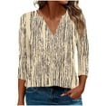 thumbnail image 1 of Ruimatai Women's V-Neck 3/4 Sleeve Blouse Casual Loose Fit Printed Tops Fashion Comfortable T-Shirt for Daily Wear Home Office, 1 of 6