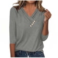 thumbnail image 1 of Ruimatai Women's V-Neck 3/4 Sleeve Blouse Casual Summer Tops Sexy Chiffon Shirt Comfortable Regular Fit for Work Party Dating Vacation, 1 of 8