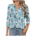 thumbnail image 1 of Ruimatai Women's V-Neck 3/4 Sleeve T-Shirt Soft Comfortable Casual Blouse Stylish Printed Top Trendy Ladies Fashion Tee, 1 of 6