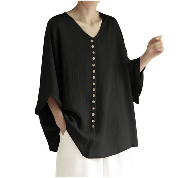 Ruimatai Women's V Neck Blouse Casual Long Sleeve Top Soft Comfortable Lightweight Stylish Embroidered Shirt for Summer Beach Date