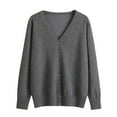thumbnail image 1 of Ruimatai Women's V Neck Button Cardigan Fashion Knitted Slim Long Sleeve Blouse Solid Color Fall Pullover Casual Fit Sweater Tops, 1 of 6