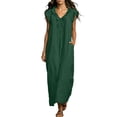 thumbnail image 1 of Ruimatai Women's V-Neck Ruffle Trim Sleeveless Loose Fit Casual Maxi Dresses with Pockets for Women Summer Everyday & Vacation Wear, 1 of 8