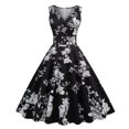 thumbnail image 1 of Ruimatai Women's V-Neck Sleeveless Vintage Dress Summer Floral Print Cocktail Party Dress Stretchy Comfortable Casual Elegant Outfit, 1 of 8