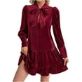 thumbnail image 1 of Ruimatai Women's Velvet Jumpsuit Elegant Evening Dress Long Sleeve Round Neck Soft Stretch Comfortable Casual Party Wear, 1 of 7