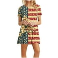 thumbnail image 1 of Ruimatai Women's Vintage Floral Print Dress Short Sleeve Round Neck Casual Summer Dress Comfortable Polyester Home Daily Wear S M L XL XXL, 1 of 6