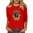 thumbnail image 1 of Ruimatai Women's Western T-Shirt 3/4 Sleeve Casual Top Printed Blouse Stylish Comfortable Soft Fabric Fashion Tee, 1 of 4