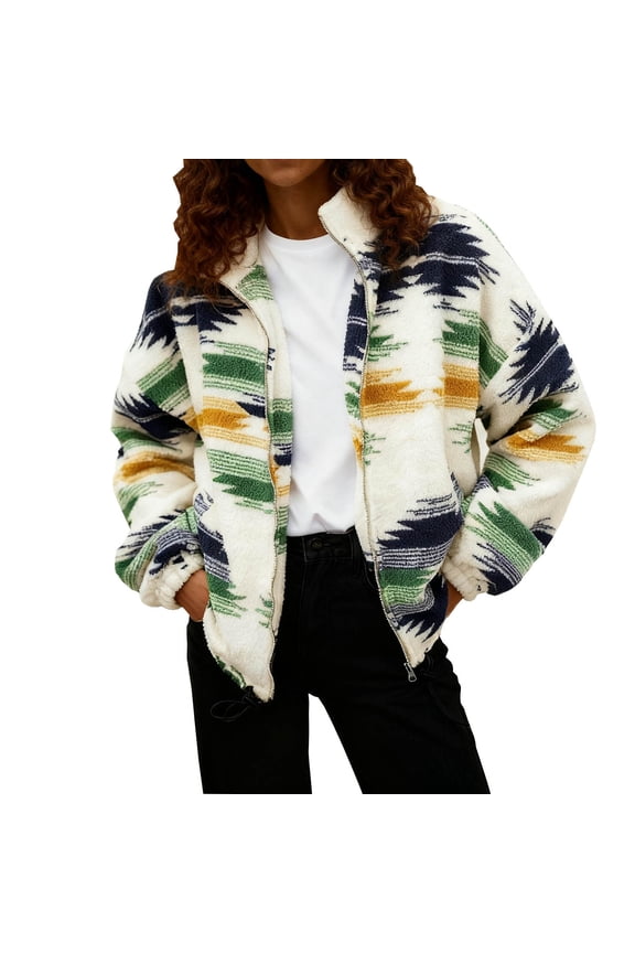 Women's Winter Fleece Long Sleeve Turtleneck Jacket, Soft Plush Round Neck Casual Fashion Outerwear, Cozy Warm Polyester Spandex Blend