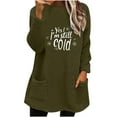 thumbnail image 1 of Ruimatai Women's Winter Fleece Round Neck Long Sleeve Top Loose Fit Solid Color Pocket Blouse Warm Soft Comfortable Casual Polyester Pullover, 1 of 4