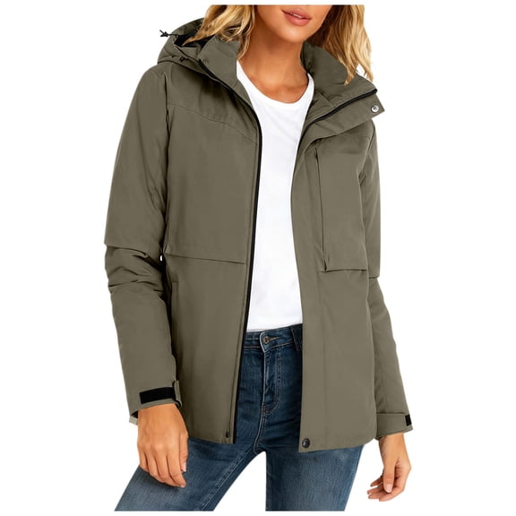Ruimatai Women's Winter Hooded Parka Coat Long Sleeve Casual Jacket with Zipper Buttons Pockets for Daily Comfort Warmth