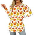 thumbnail image 1 of Ruimatai Women's Winter Long Sleeve Round-Neck Casual Top Soft Comfy Maple Leaf Print Blouse Loose Fit T-Shirt, 1 of 3