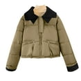 thumbnail image 1 of Ruimatai Women's Winter PU Leather Jacket Short Puffer Coat with Collar Windproof Warm Thickened Polyester, 1 of 3