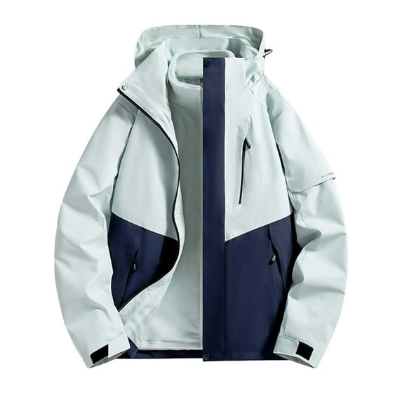 Ruimatai Women's Winter Waterproof Hooded Jacket 2-Piece Set, Outdoor Windproof Fleece Lined Coat, Casual Loose Fit Long Sleeve Hiking Top, Warm Thermal Detachable Hoodie for Snow Camping