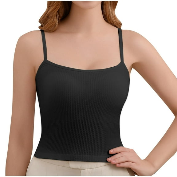 Ruimatai Women's Wireless Bra Seamless Comfort Bralette Soft Stretchy Camisole Built-in Shelf Bra Everyday Lounge Wear Smooth Support