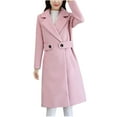 thumbnail image 1 of Ruimatai Women's Wool Blend Trench Coat Mid-Length Notch Lapel Belted Jacket with Pockets, Red Long Sleeve Casual Outerwear, 1 of 5