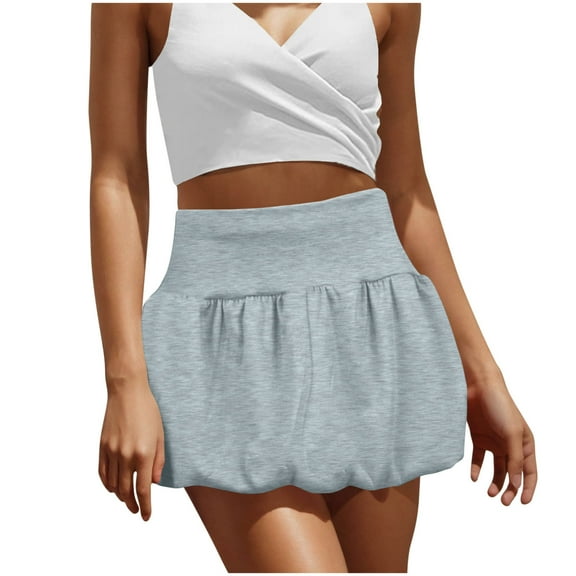 Ruimatai Women's Y2K Sexy Mini Skirt Solid Bubble Hem Flared A-Line Short Skirt Casual Party Clubwear Polyester Summer Spring Outfit