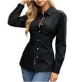 thumbnail image 1 of Ruimatai Womens Button Down Shirts Collared Waist Ruched Slim Long Sleeve Dressy Casual Blouses, 1 of 6