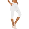 thumbnail image 1 of Ruimatai Womens Capri Skort Pants High Waist Workout Trousers with Pockets Tennis Yoga Lounge Skirted Leggings, 1 of 7