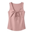 thumbnail image 1 of Ruimatai Womens Casual Sleeveless Tank Tops V Neck Drawstring Ruched Shirts Loose Fit Curved Hem Summer Blouses, 1 of 6